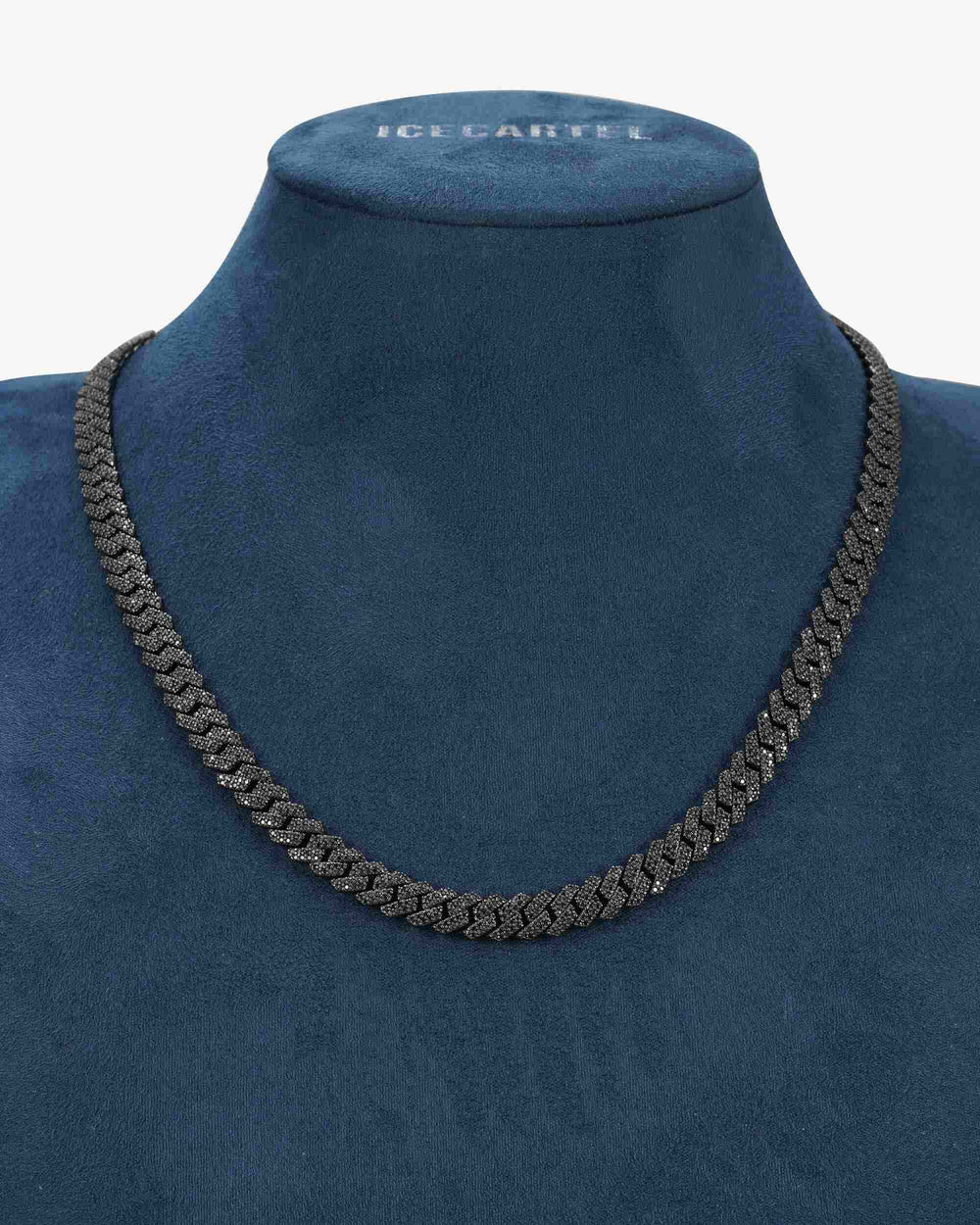 8mm black moissanite prong cuban link chain 14k black gold icecartel px display