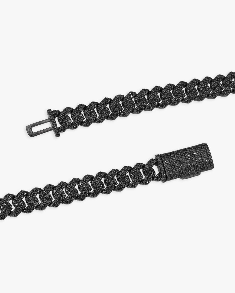 8mm black moissanite prong cuban link chain 14k black gold icecartel px lock