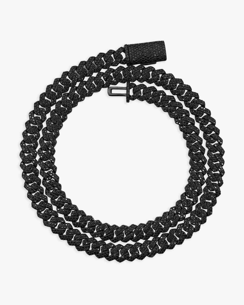 8mm black moissanite prong cuban link chain 14k black gold icecartel px top