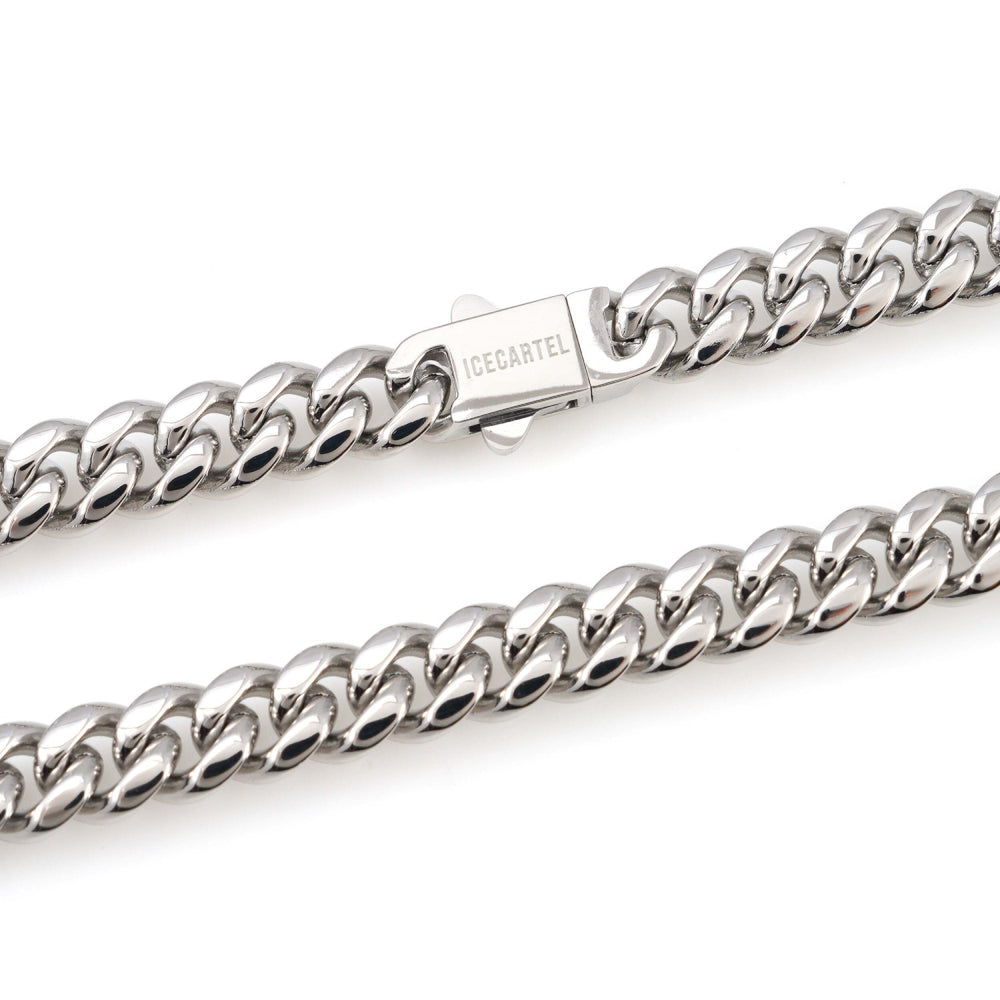 8mm cuban link chain 14k white gold icecartel lock