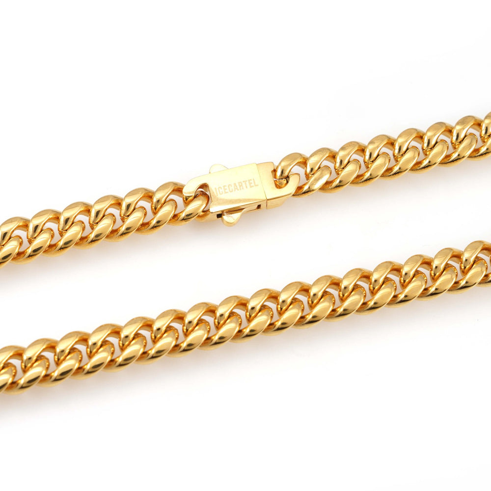 8mm cuban link chain 14k yellow gold icecartel lock