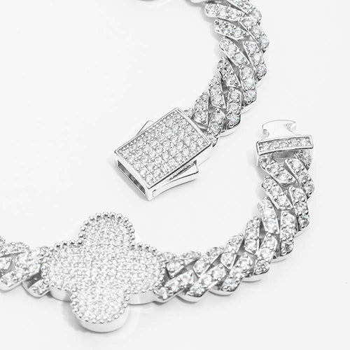 8mm four leaf cuban link chain white gold 2