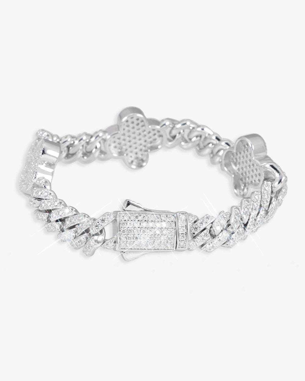 8mm four leaf moissanite cuban link bracelet 14k gold icecartel px lock