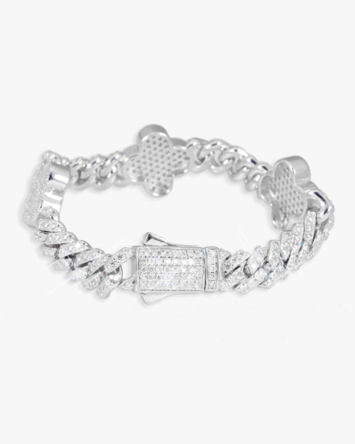 8mm four leaf moissanite cuban link bracelet 14k gold icecartel px lock