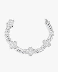 8mm four leaf moissanite cuban link bracelet 14k gold icecartel px main