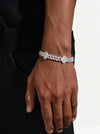 8MM Four Leaf Moissanite Cuban Link Bracelet 14K Gold - White Gold