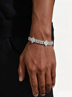 8MM Four Leaf Moissanite Cuban Link Bracelet 14K Gold - White Gold
