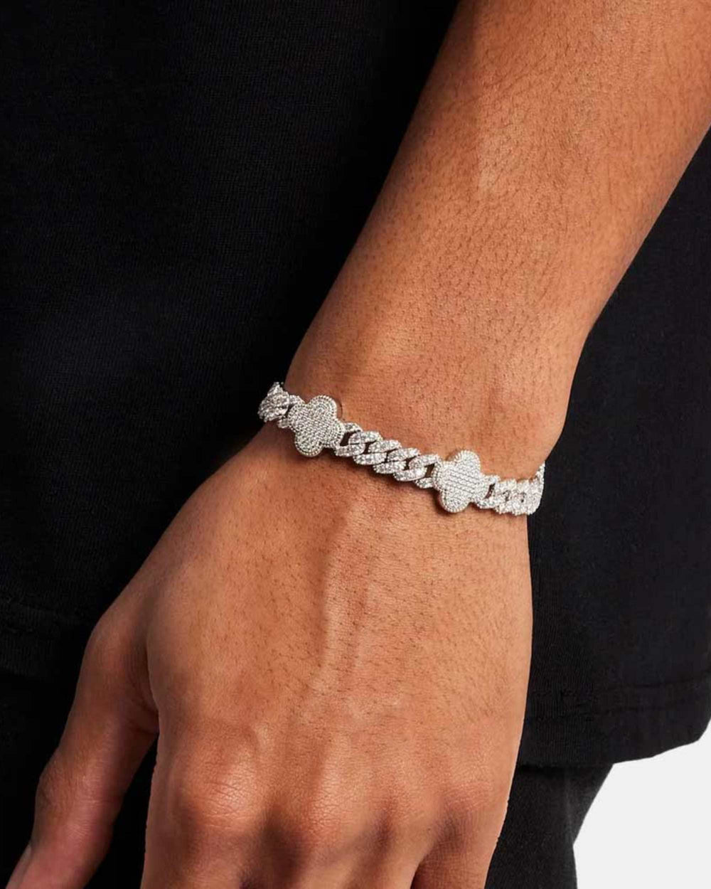 8mm four leaf moissanite cuban link bracelet 14k gold icecartel px man_1