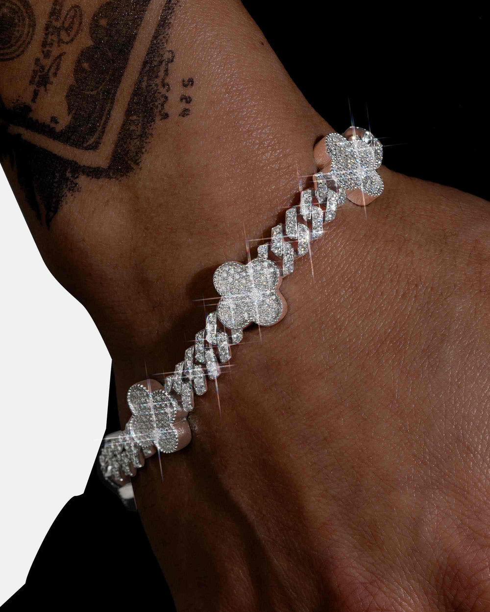 8mm four leaf moissanite cuban link bracelet 14k gold icecartel px model