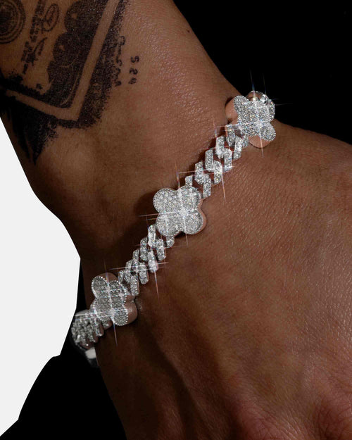 8mm four leaf moissanite cuban link bracelet 14k gold icecartel px model
