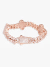 8MM Four Leaf Moissanite Cuban Link Bracelet 14K Gold - Rose Gold