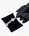 8MM Four Leaf Moissanite Cuban Link Bracelet 14K Gold - White Gold