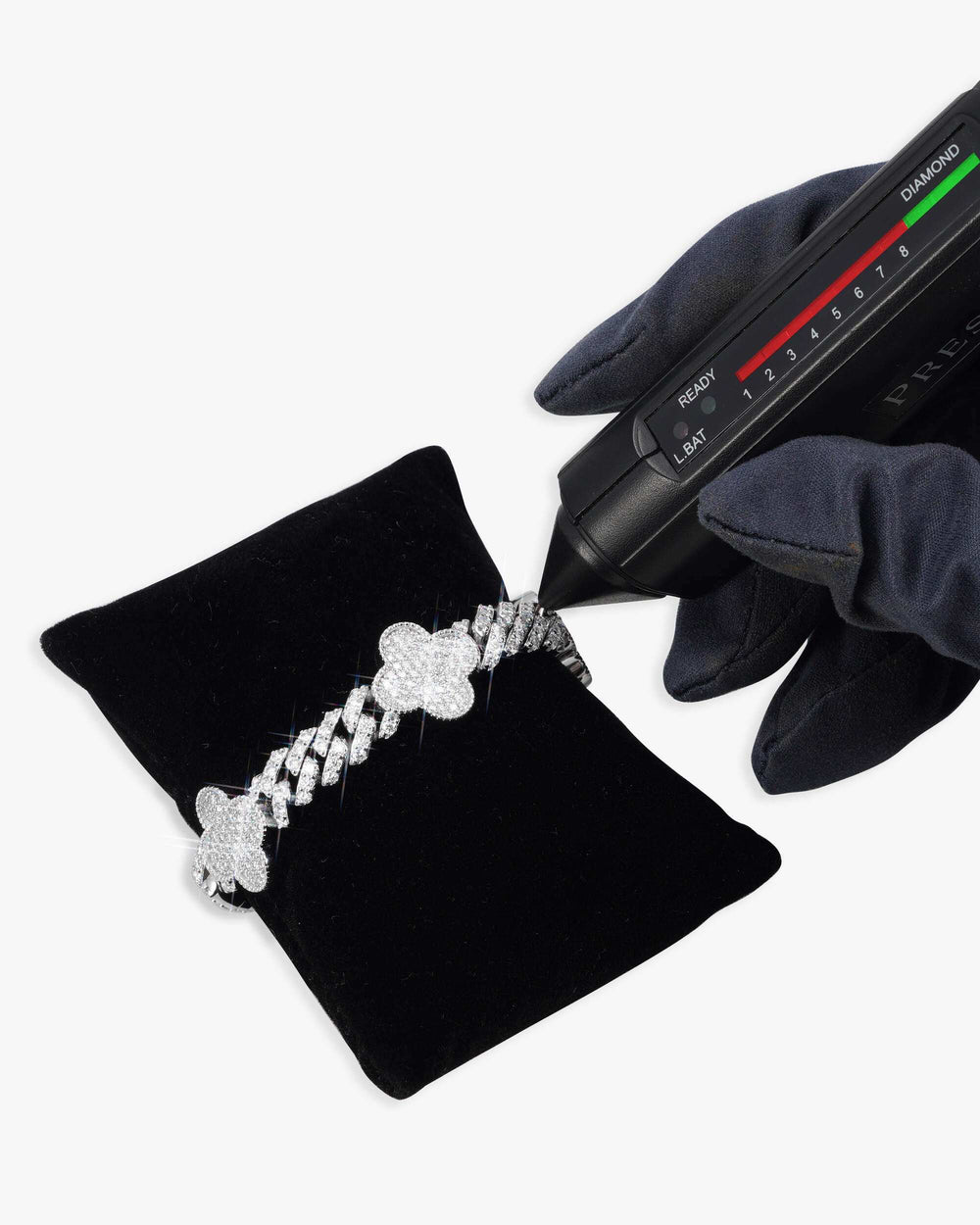 8mm four leaf moissanite cuban link bracelet 14k gold icecartel px test