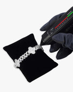 8MM Four Leaf Moissanite Cuban Link Bracelet 14K Gold - White Gold
