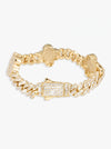 8MM Four Leaf Moissanite Cuban Link Bracelet 14K Gold - Yellow Gold