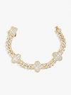 8MM Four Leaf Moissanite Cuban Link Bracelet 14K Gold - Yellow Gold