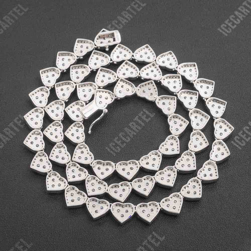 8mm iced out heart cluster chain 14k gold back