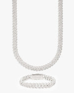 8MM VVS Cuban Link Chain and Bracelet Bundle 14K Gold - White Gold
