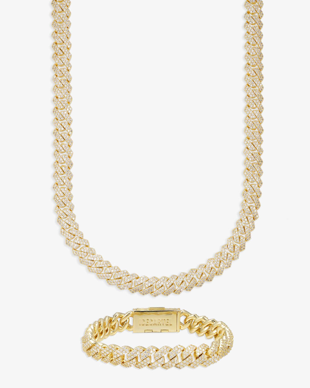 8MM VVS Cuban Link Chain and Bracelet Bundle 14K Gold - Yellow Gold