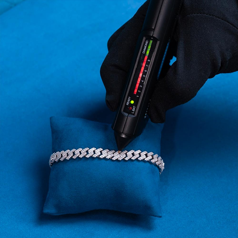 8mm moissanite cuban link bracelet diamond tester