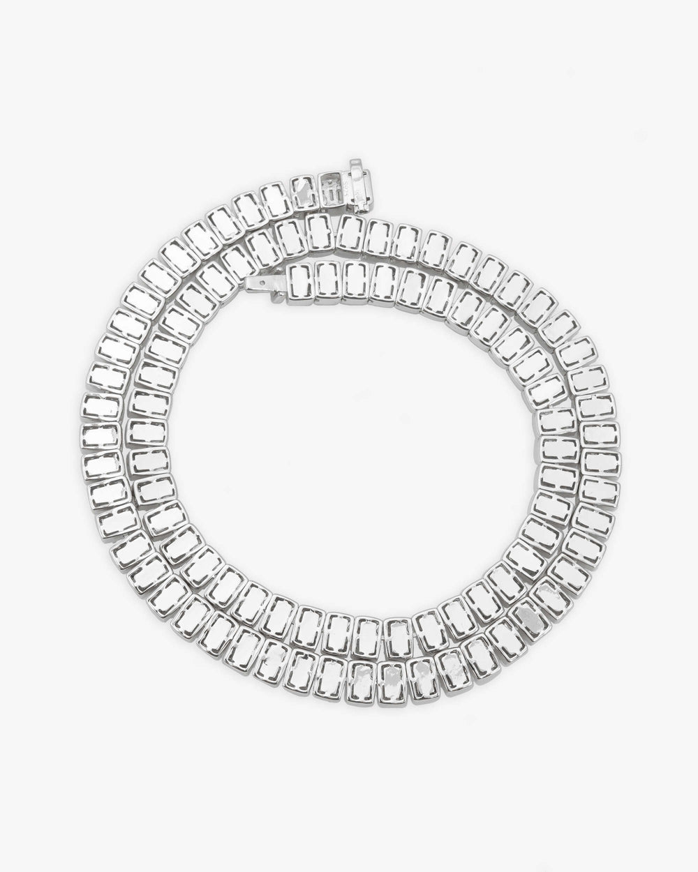 8MM Moissanite Hybrid Baguette Tennis Chain - White Gold