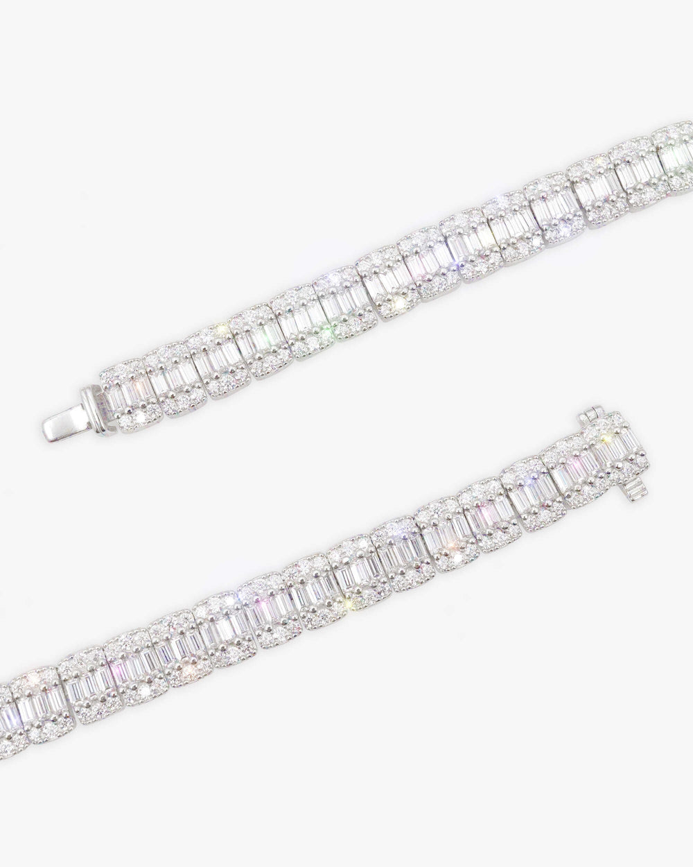 8MM Moissanite Hybrid Baguette Tennis Chain - White Gold