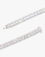 8MM Moissanite Hybrid Baguette Tennis Chain - White Gold
