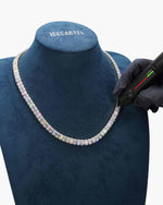 8MM Moissanite Hybrid Baguette Tennis Chain - White Gold