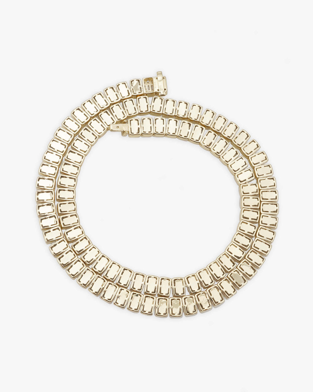 8MM Moissanite Hybrid Baguette Tennis Chain - Yellow Gold
