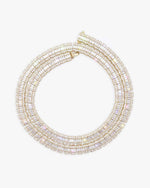 8MM Moissanite Hybrid Baguette Tennis Chain - Yellow Gold