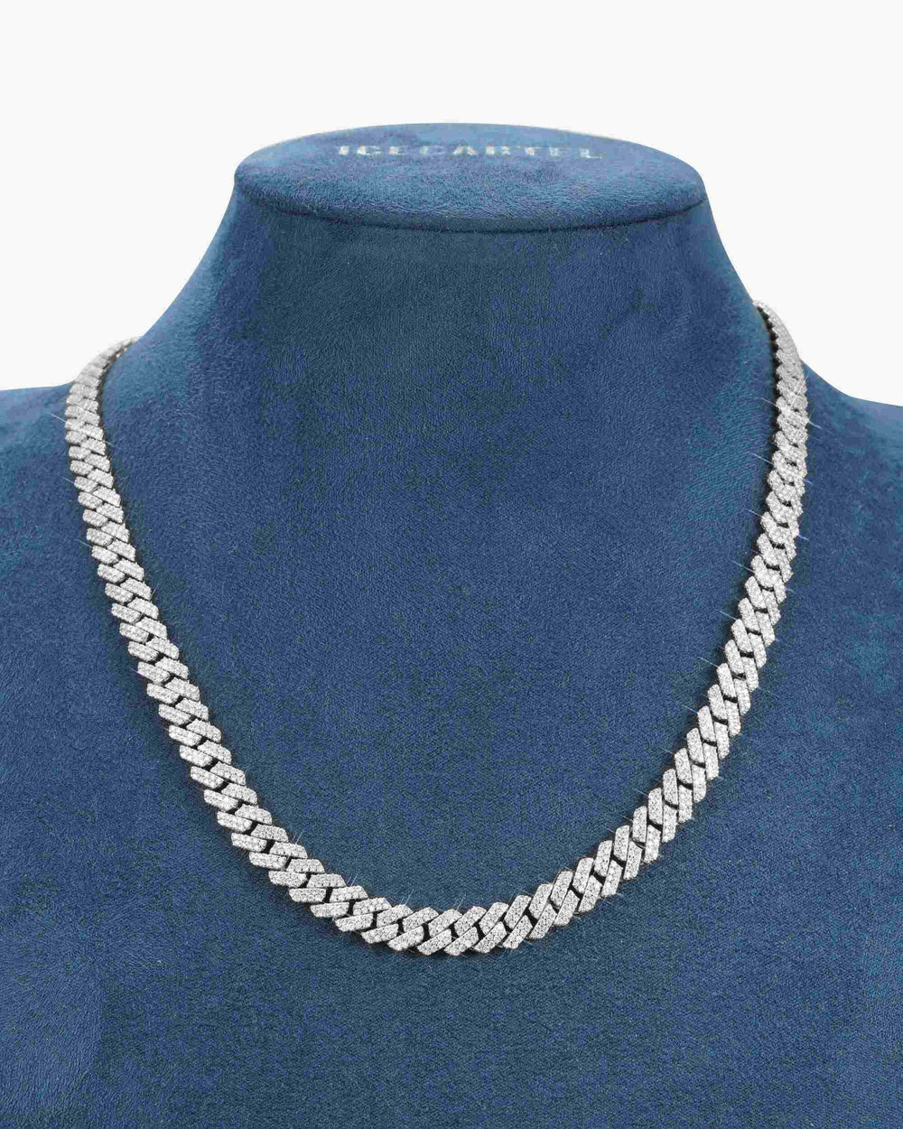 8mm moissanite prong cuban link chain 14k gold icecartel white mannequin
