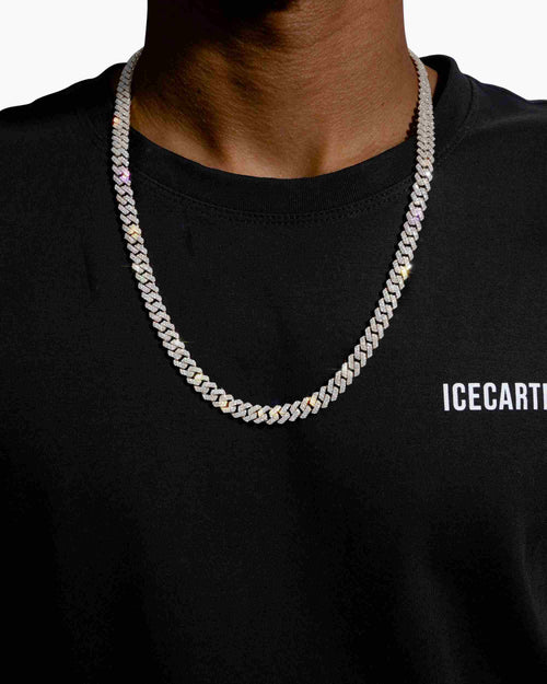8mm moissanite prong cuban link chain 14k gold icecartel white model new
