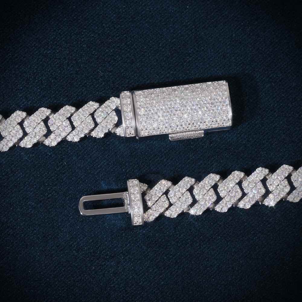 8MM Prong Moissanite Cuban Link chain clasp