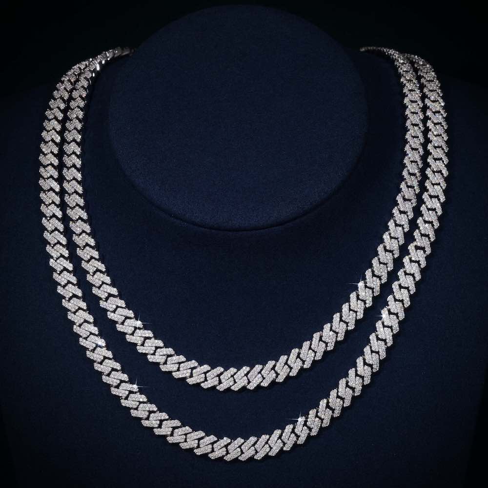 8MM Prong Moissanite Cuban Link chain 2 chains