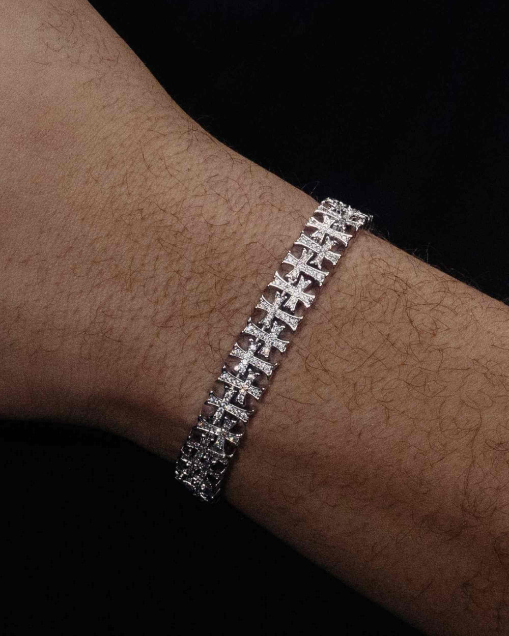 8MM VVS Cross Link Bracelet 14K Gold - White Gold