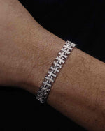 8MM VVS Cross Link Bracelet 14K Gold - White Gold