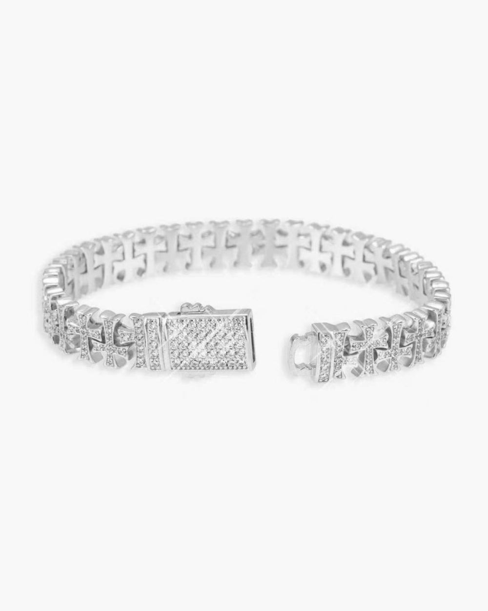8MM VVS Cross Link Bracelet 14K Gold - White Gold