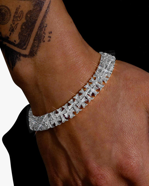 8mm vvs cross link bracelet 14k gold icecartel px white lock_1