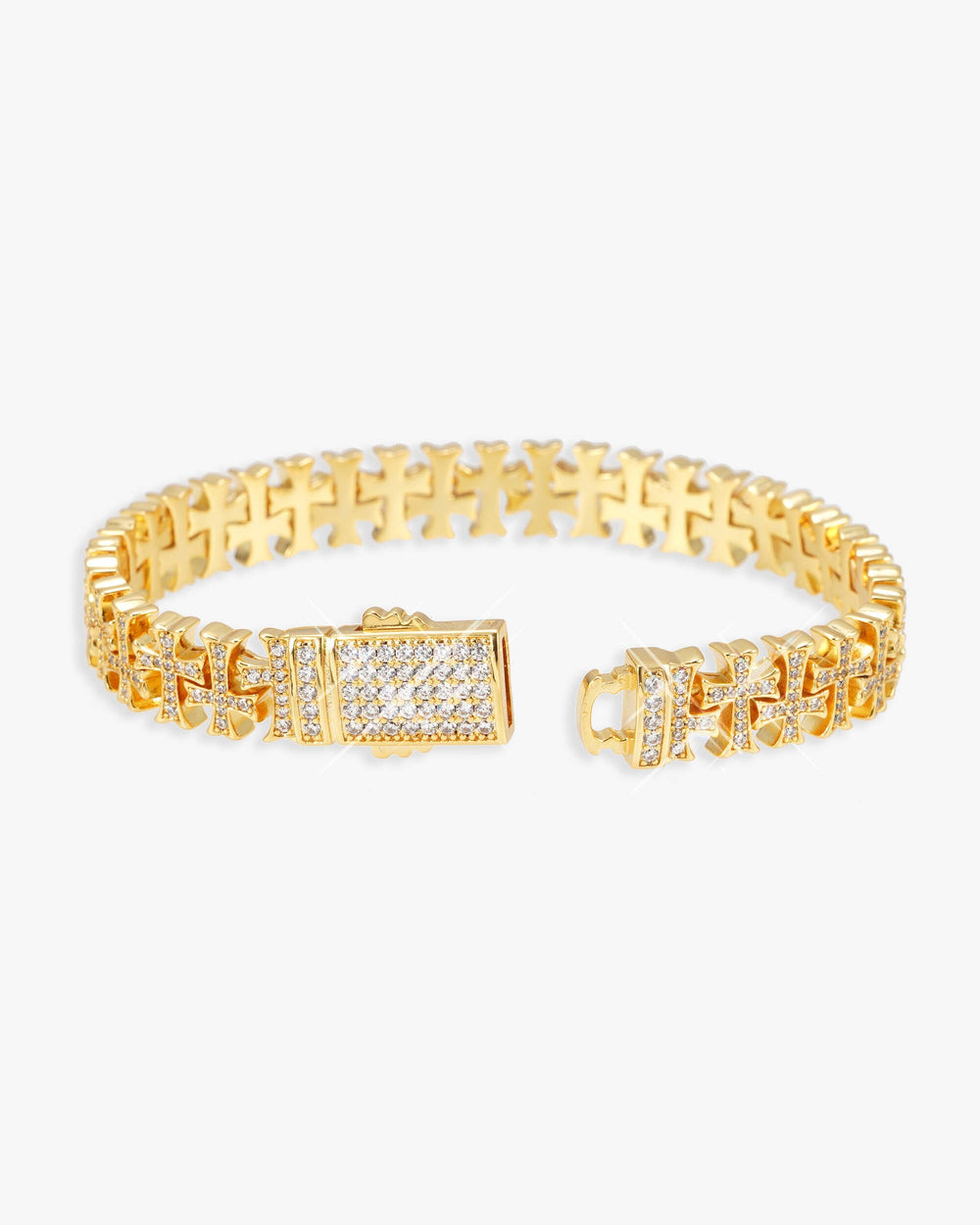 8MM VVS Cross Link Bracelet 14K Gold - Yellow Gold