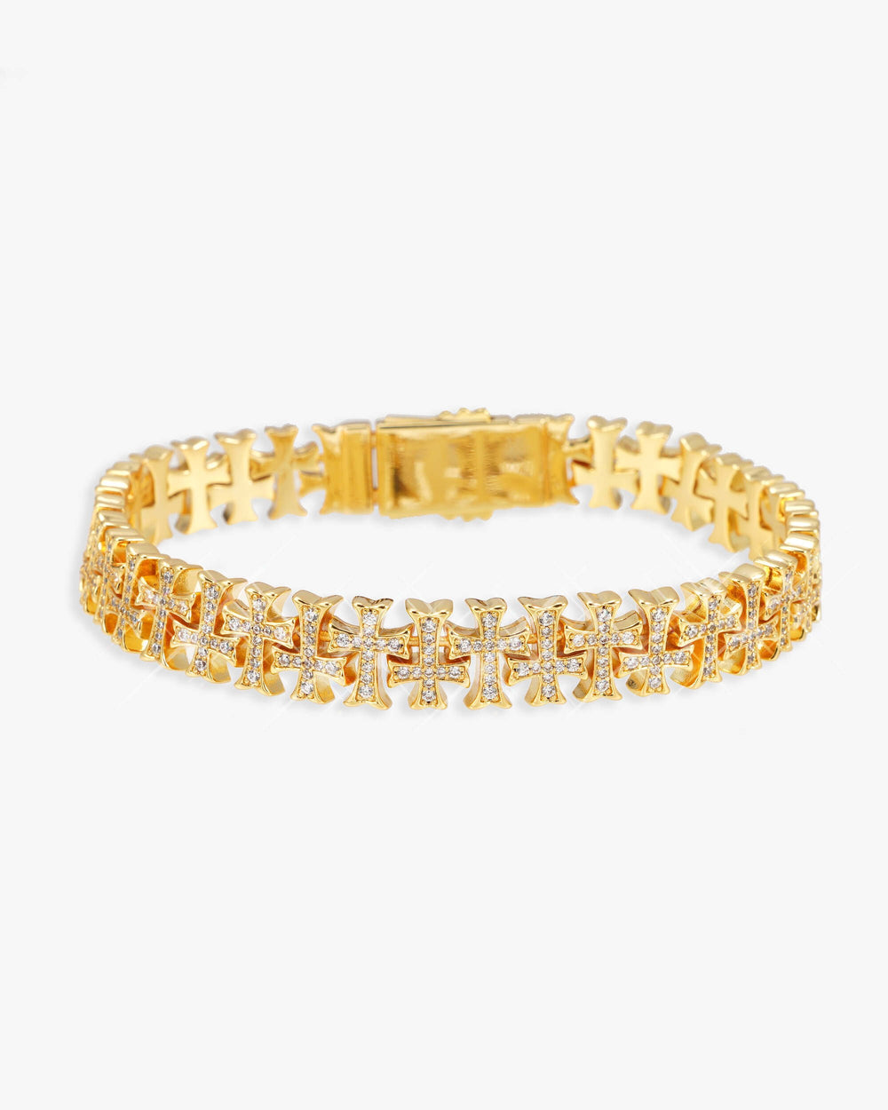 8MM VVS Cross Link Bracelet 14K Gold - Yellow Gold