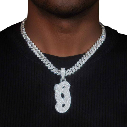 "9" Custom Moissanite Pendant 14K Gold model