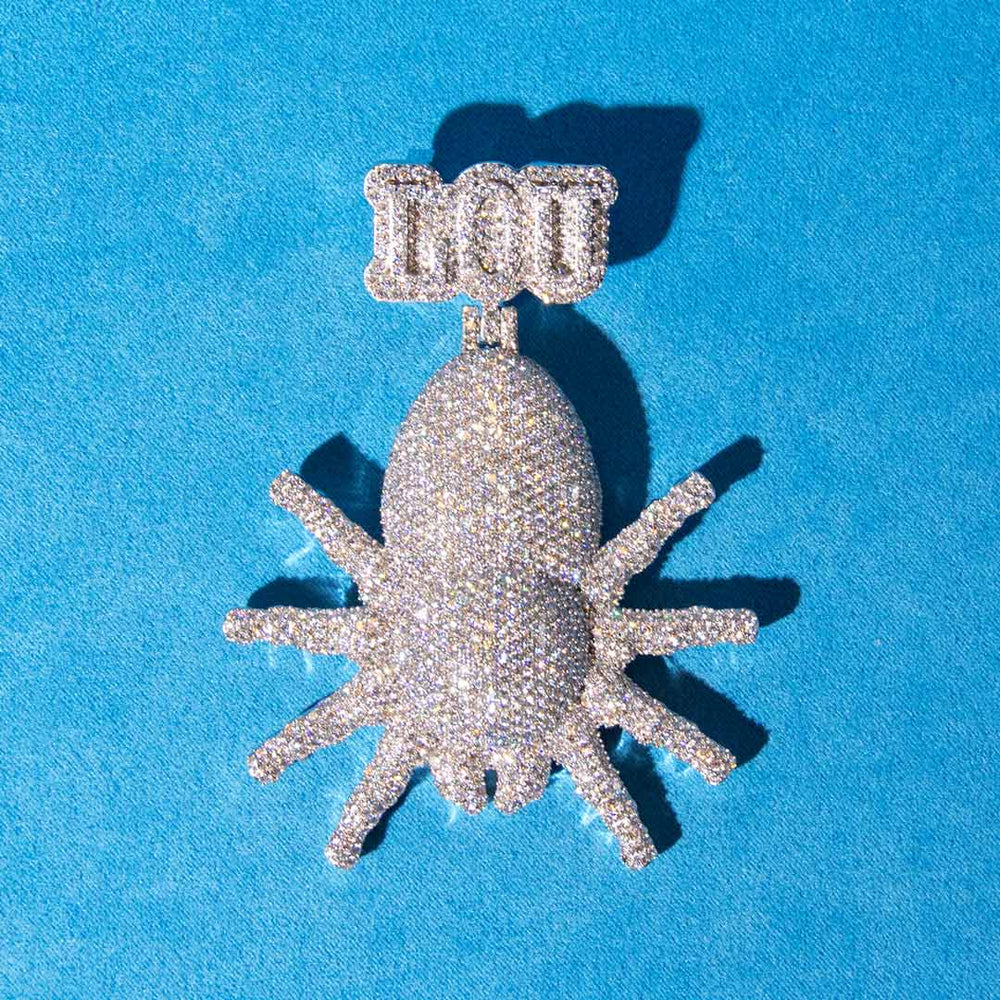 925 silver custom vvs moissanite spider pendant 14k white gold top