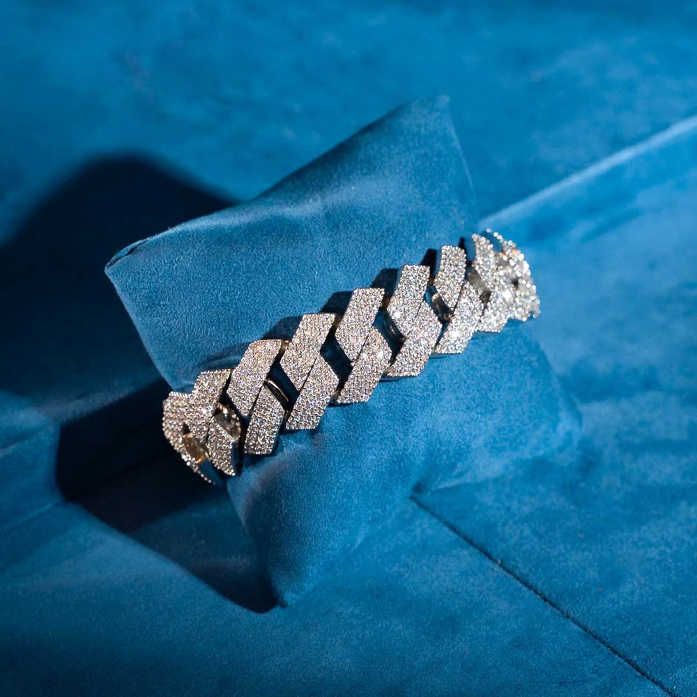 925 silver mens 20mm moissanite cuban link bracelet real 14k white gold