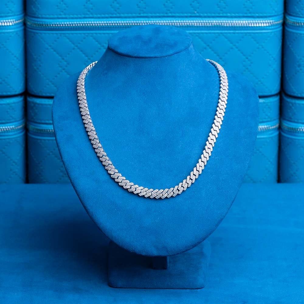 925 silver mens 8mm moissanite cuban link bracelet chain bundle necklace 1