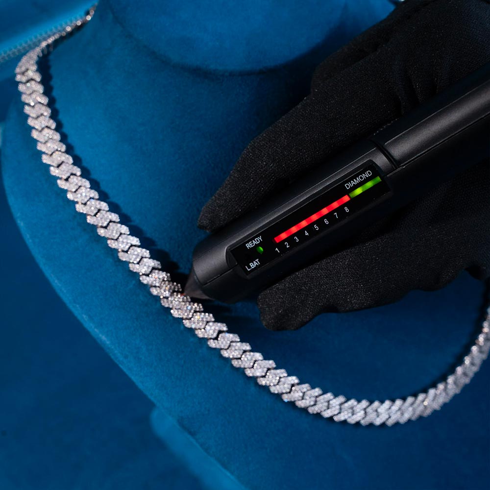 925 silver mens 8mm moissanite cuban link bracelet chain bundle necklace diamond tester