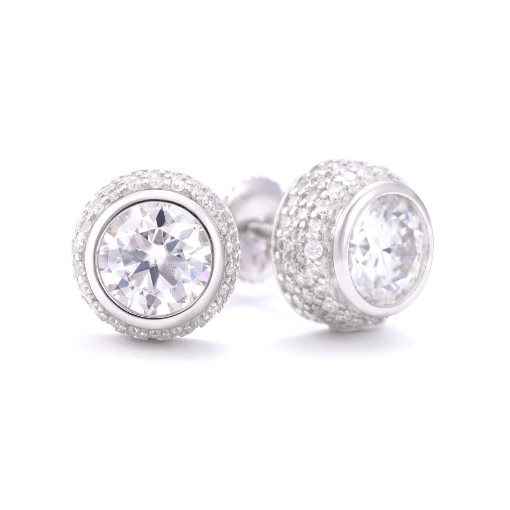 9MM Channel Pointer Moissanite Earrings 14K Gold 1