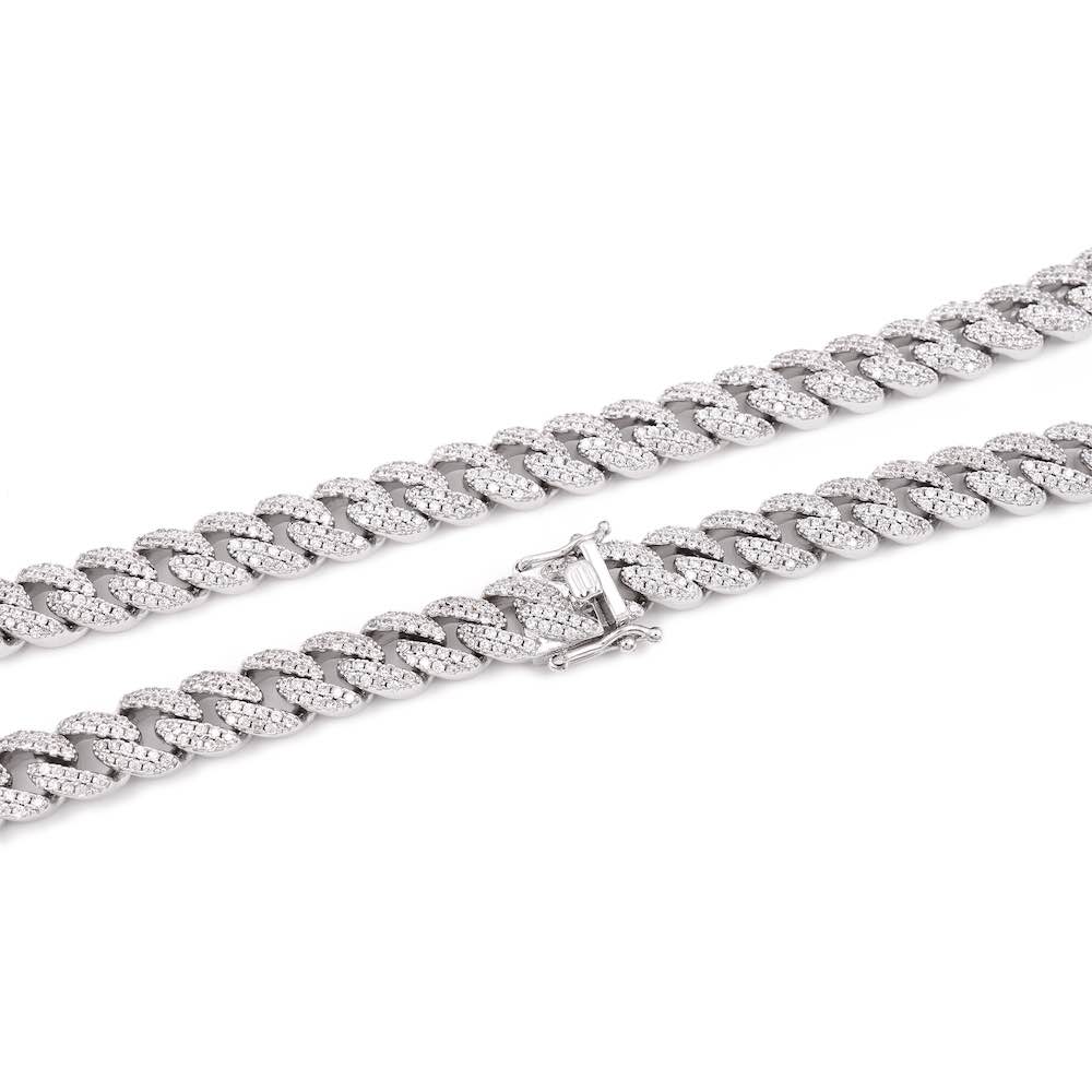 9MM Diamond Cuban Link Chain 14K Solid Gold clasp