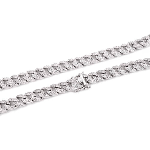 9MM Diamond Cuban Link Chain 14K Solid Gold clasp