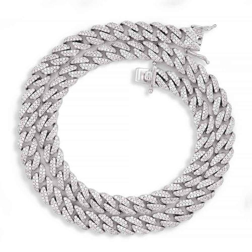 9MM Diamond Cuban Link Chain 14K Solid Gold full