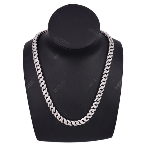 9MM Diamond Cuban Link Chain 14K Solid Gold neck